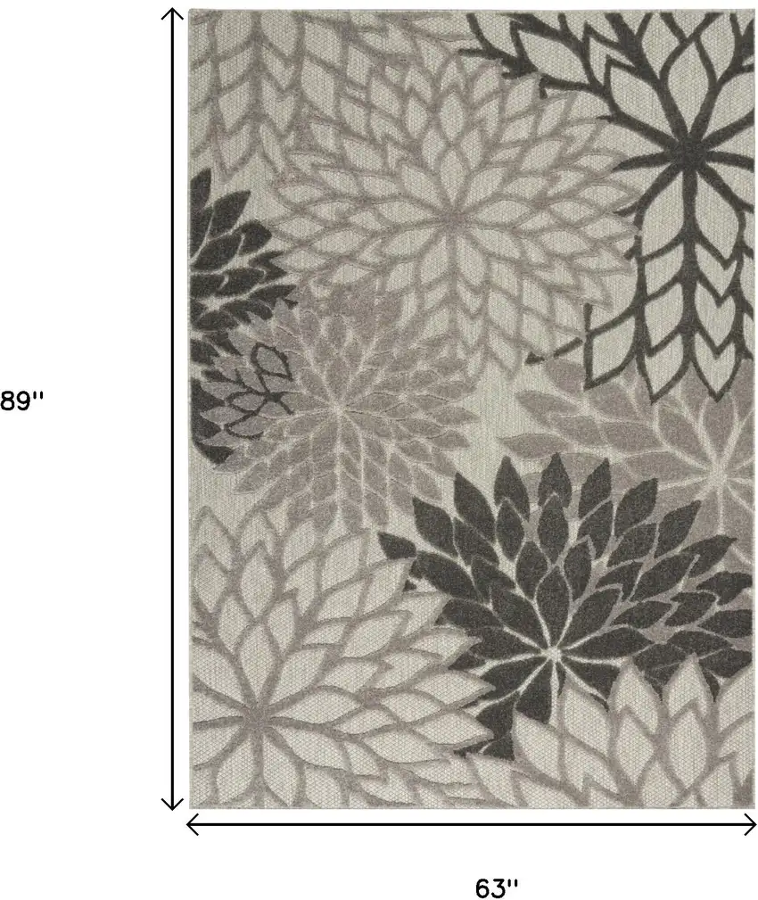 Gray Floral Indoor Outdoor Area Rug Photo 9