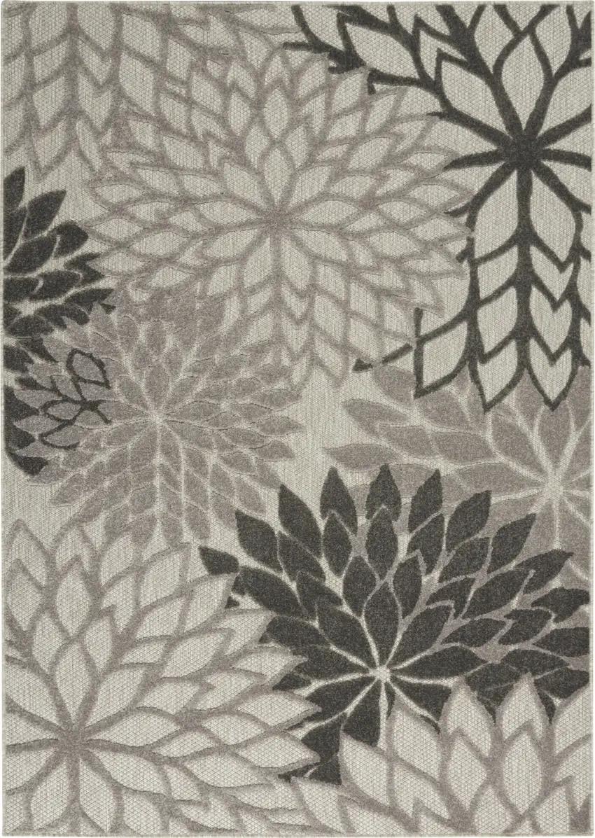 Gray Floral Indoor Outdoor Area Rug Photo 1