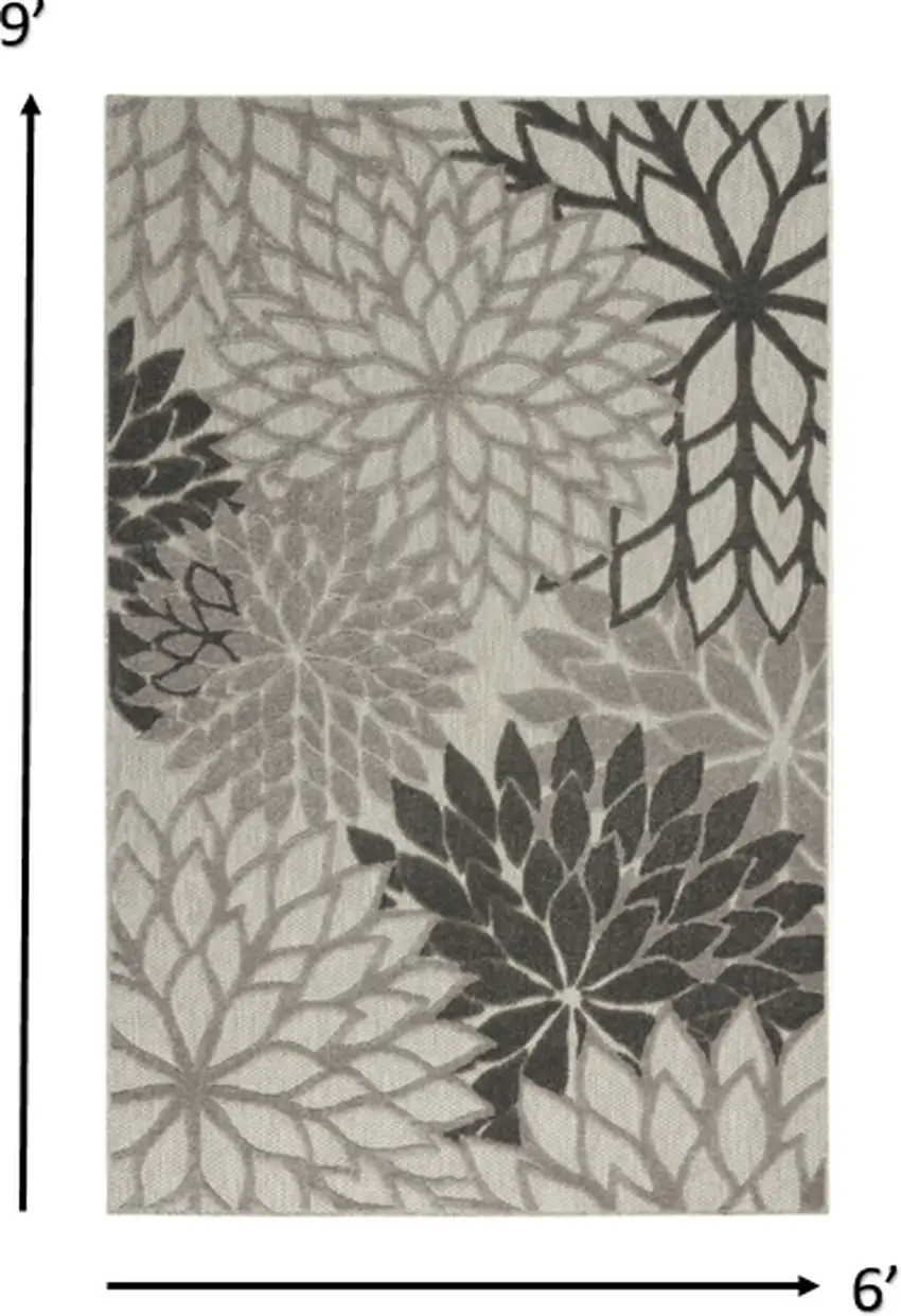 Gray Floral Indoor Outdoor Area Rug Photo 7