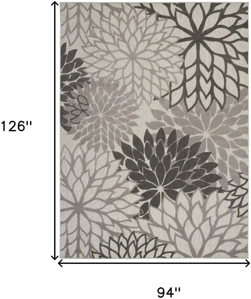 Gray Floral Indoor Outdoor Area Rug Photo 7