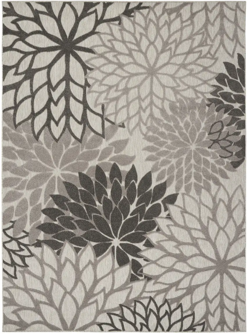 Gray Floral Indoor Outdoor Area Rug Photo 3