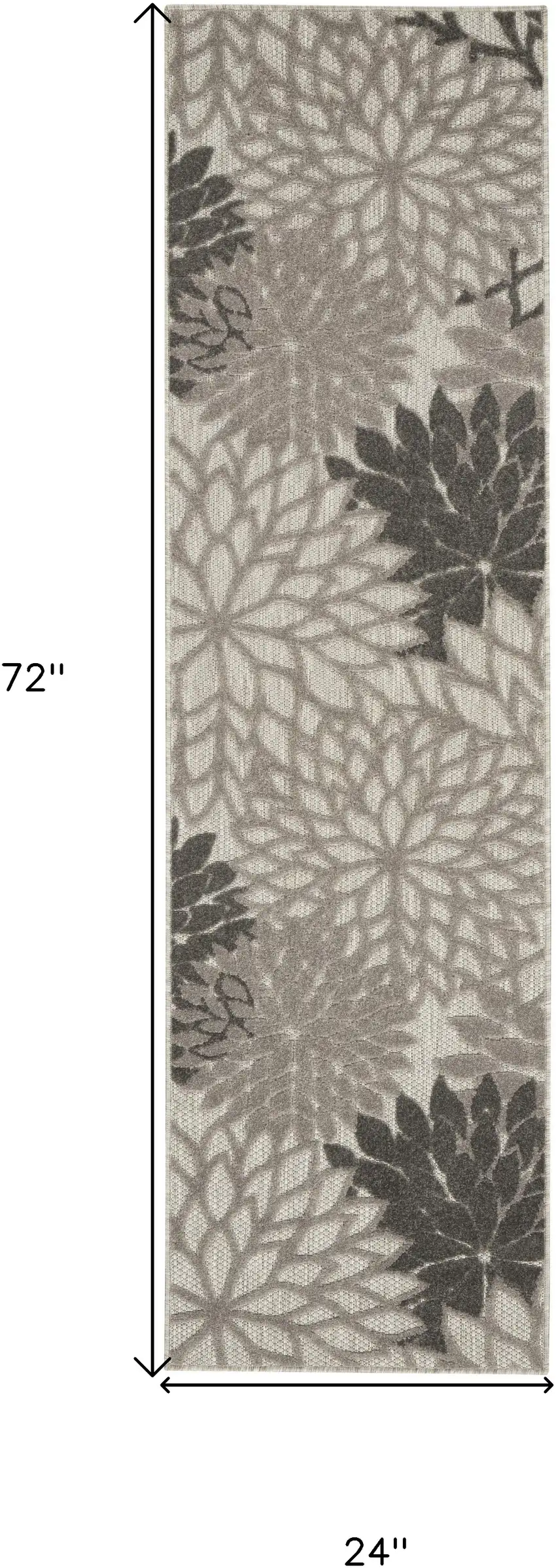 Gray Floral Indoor Outdoor Area Rug Photo 5