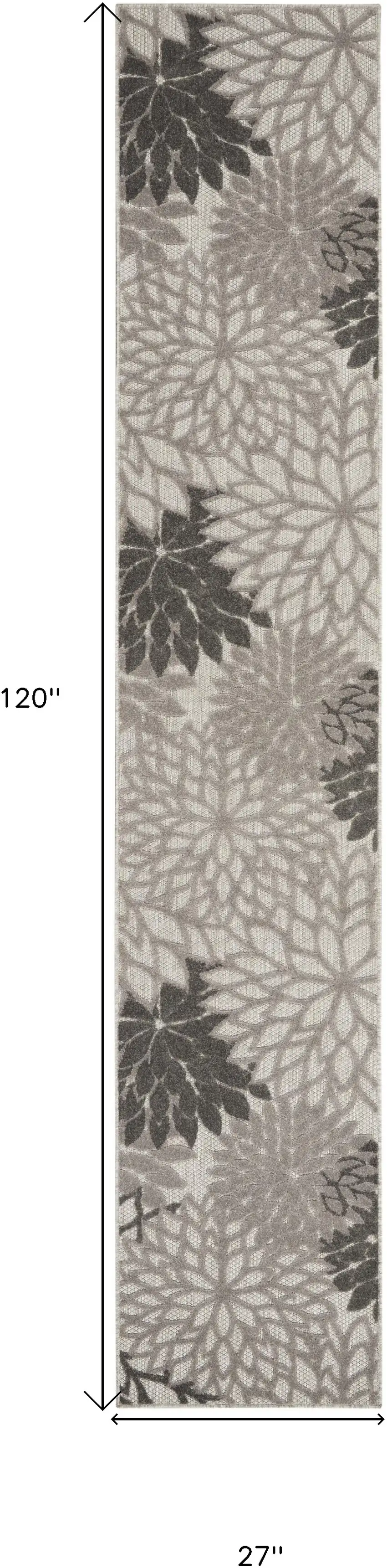 Gray Floral Indoor Outdoor Area Rug Photo 5