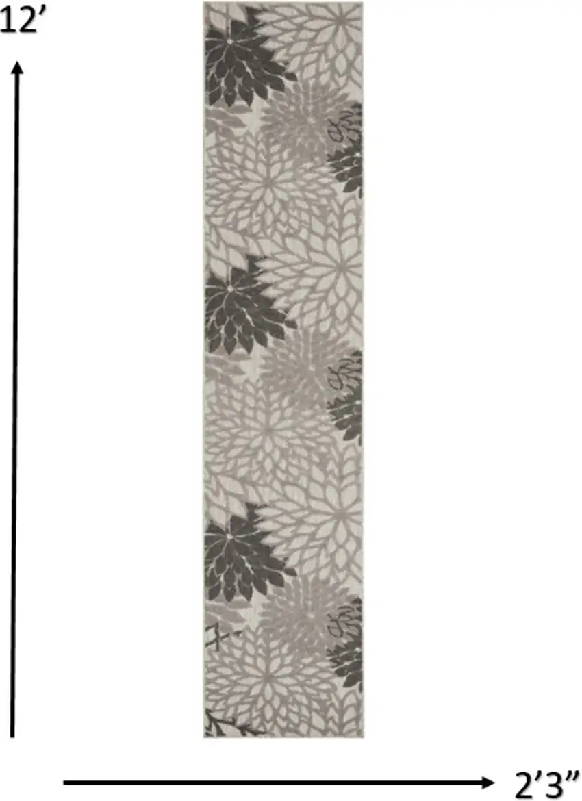 Silver and Gray Indoor Outdoor Runner Rug Photo 4