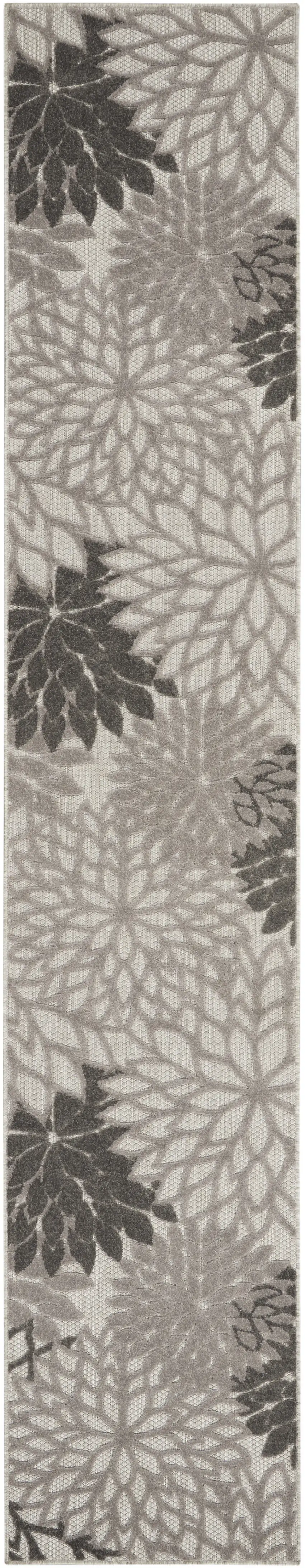 2' X 12' Silver and Gray Indoor Outdoor Runner Rug Photo 1