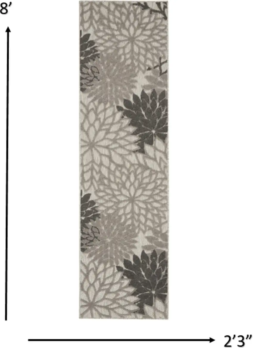 Silver and Gray Indoor Outdoor Runner Rug Photo 4