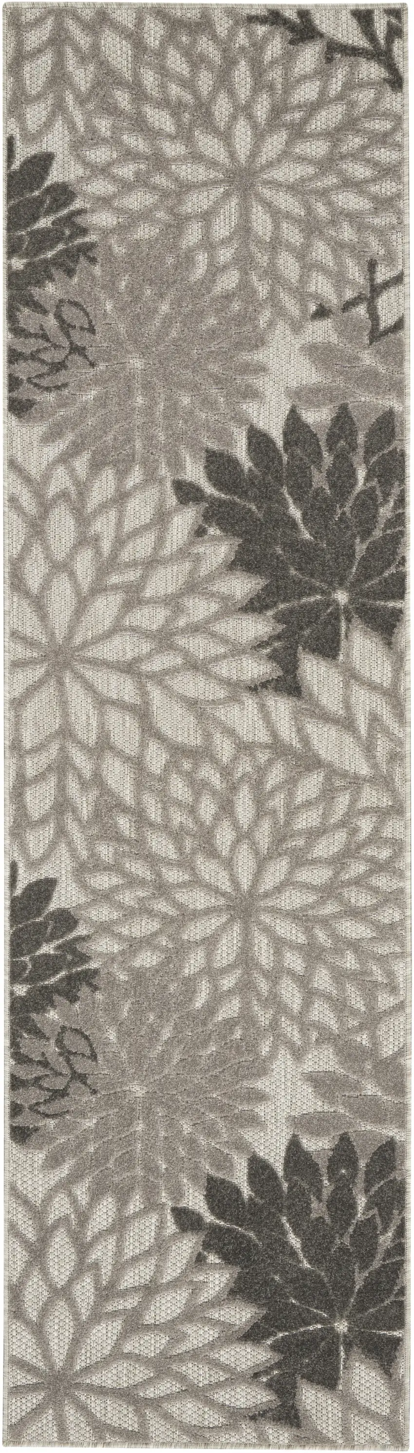 Gray Floral Indoor Outdoor Area Rug Photo 1