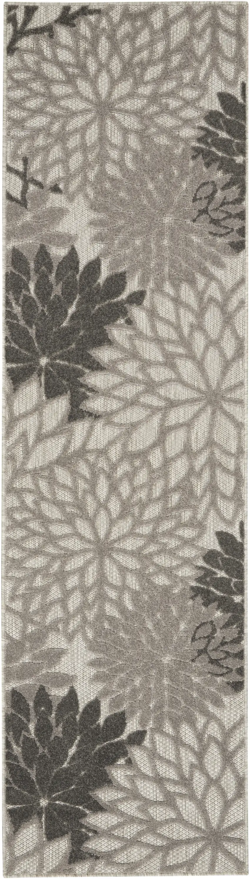Gray Floral Indoor Outdoor Area Rug Photo 3
