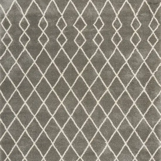 Silver and Ivory Chevron Shag Area Rug Photo 9