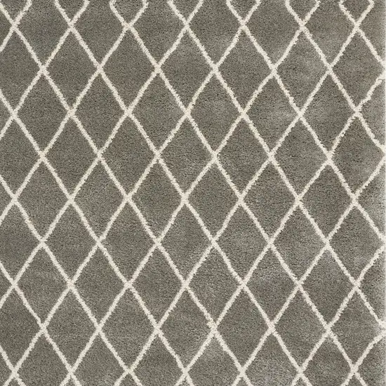 Silver and Ivory Chevron Shag Area Rug Photo 8