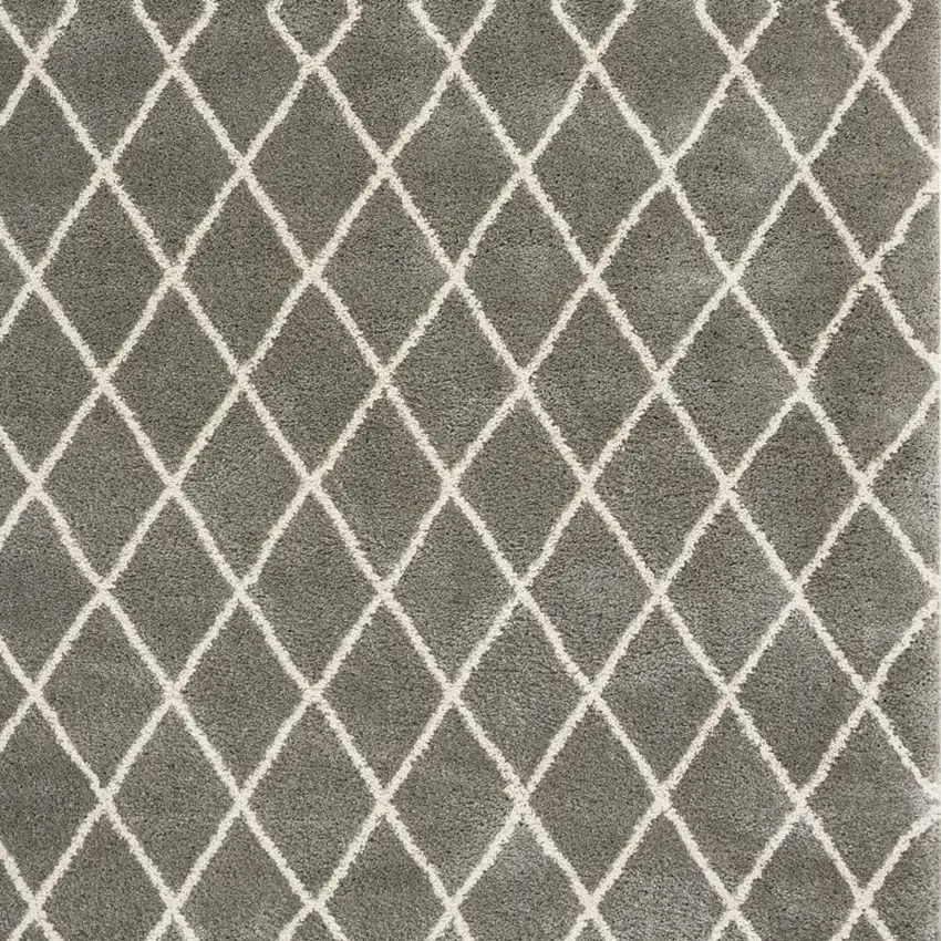 Silver and Ivory Chevron Shag Area Rug Photo 8