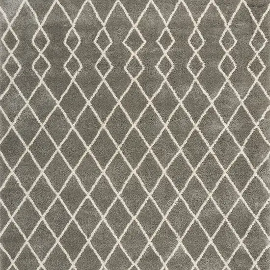 Silver and Ivory Chevron Shag Area Rug Photo 4