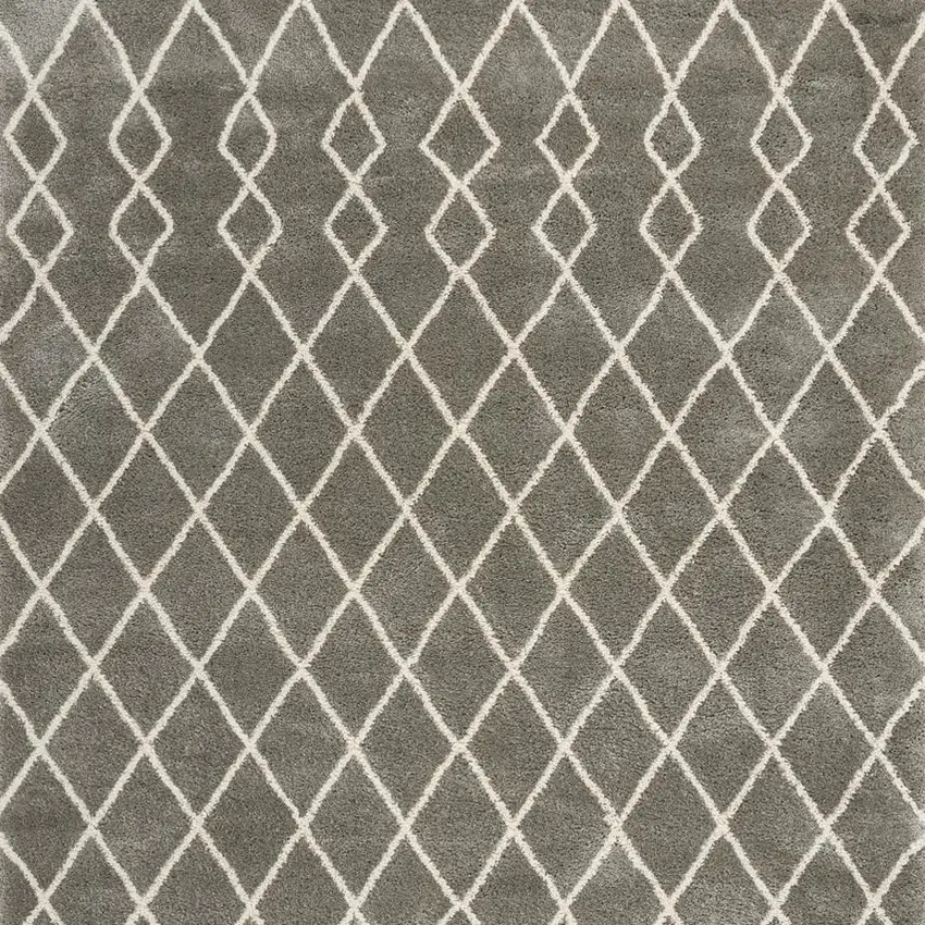Silver and Ivory Chevron Shag Area Rug Photo 4