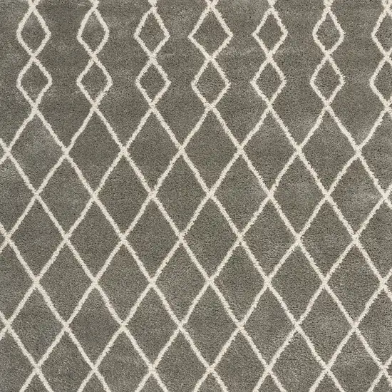 Silver and Ivory Chevron Shag Area Rug Photo 3