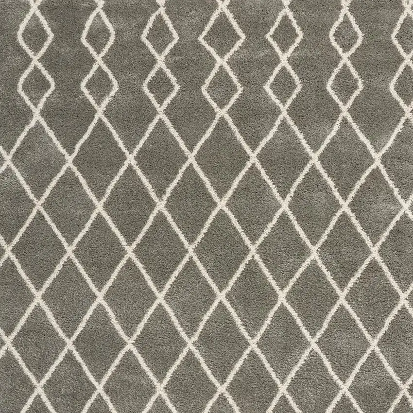 Silver and Ivory Chevron Shag Area Rug Photo 3