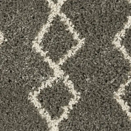 Silver and Ivory Chevron Shag Area Rug Photo 2