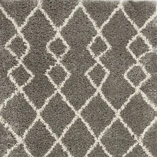 Silver and Ivory Chevron Shag Area Rug Photo 7