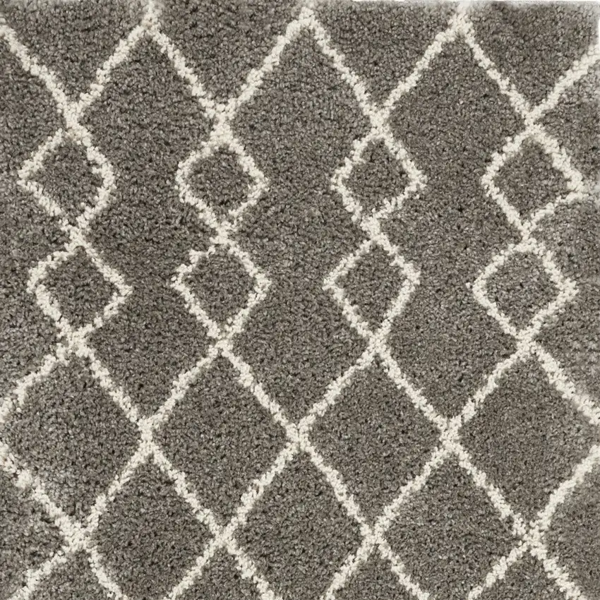 Silver and Ivory Chevron Shag Area Rug Photo 7