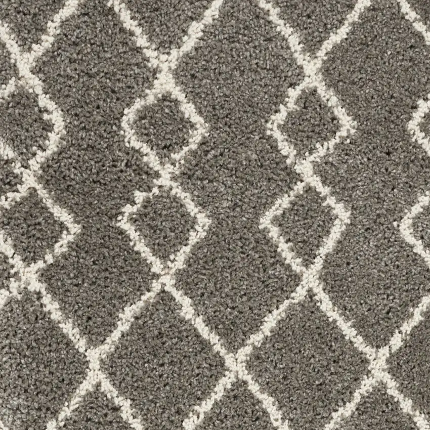 Silver and Ivory Chevron Shag Area Rug Photo 6