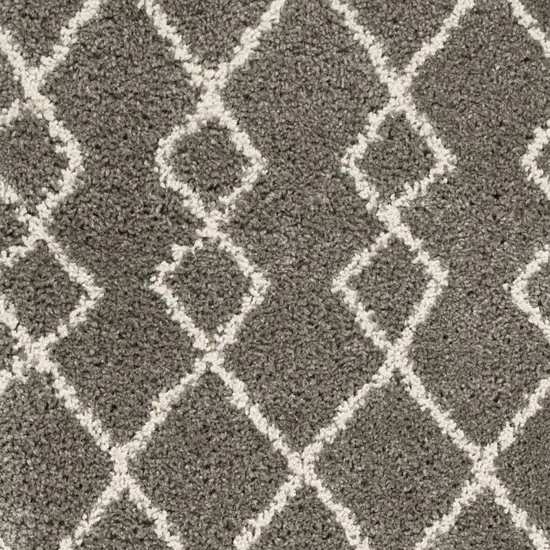 Silver and Ivory Chevron Shag Area Rug Photo 6