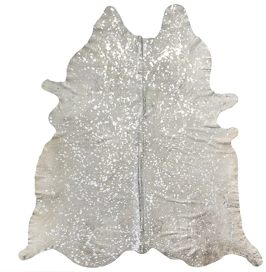 Silver and Ivory Cowhide Hand Knotted Area Rug Photo 3