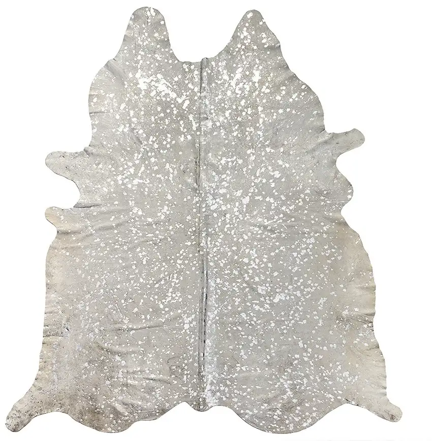 Silver and Ivory Cowhide Hand Knotted Area Rug Photo 1
