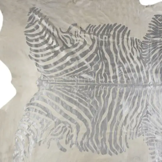 Silver and Ivory Cowhide Hand Knotted Area Rug Photo 5