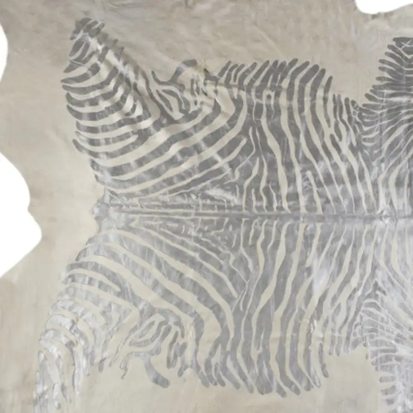 Silver and Ivory Cowhide Hand Knotted Area Rug Photo 5