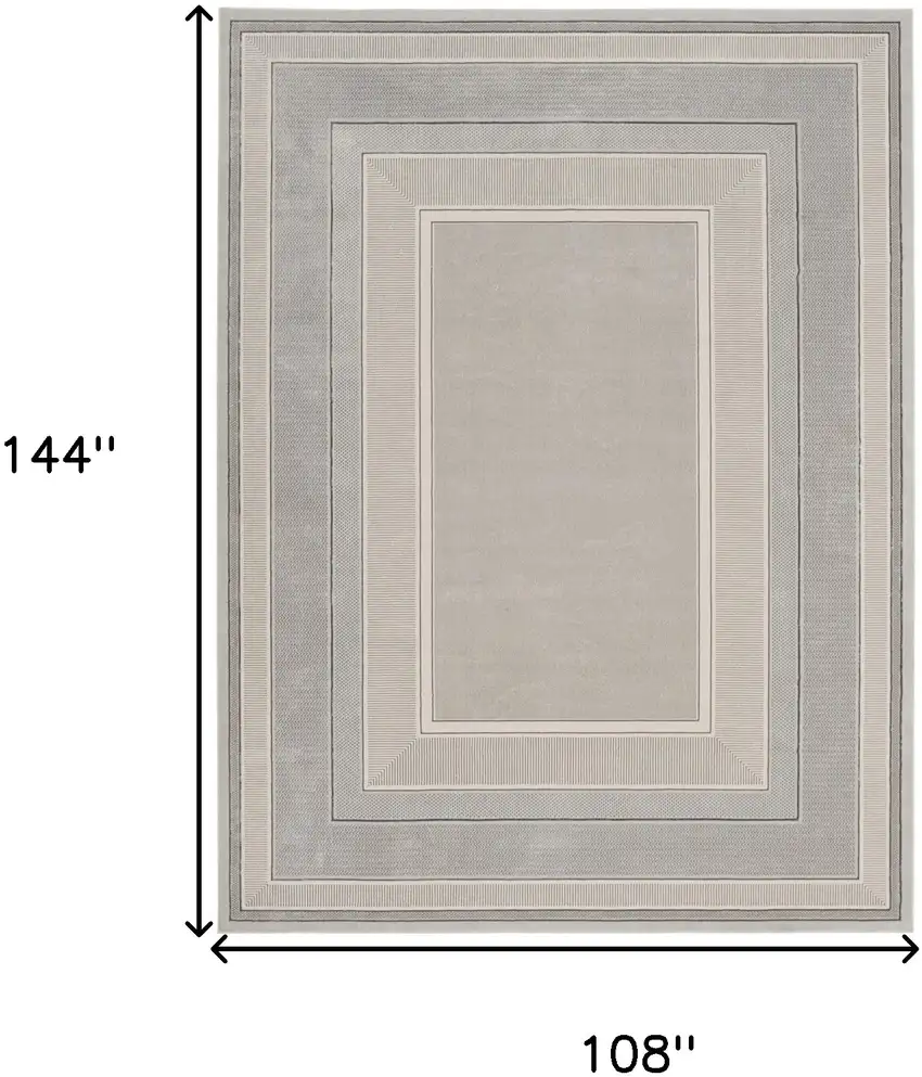 Silver and Ivory Geometric Non Skid Area Rug Photo 3
