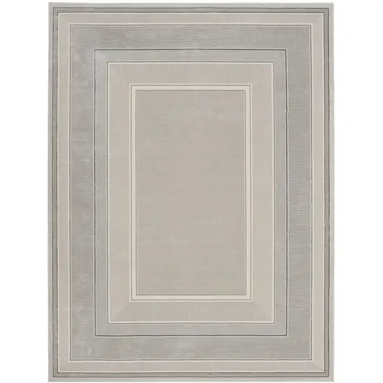 Silver and Ivory Geometric Non Skid Area Rug Photo 1