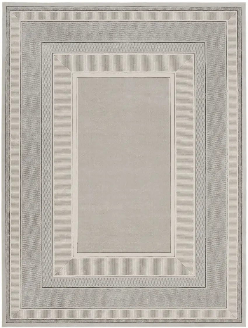 Silver and Ivory Geometric Non Skid Area Rug Photo 1