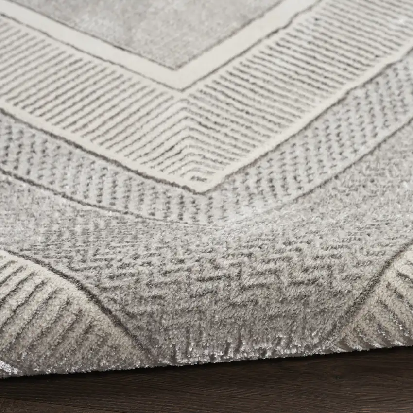 Silver and Ivory Geometric Non Skid Area Rug Photo 8