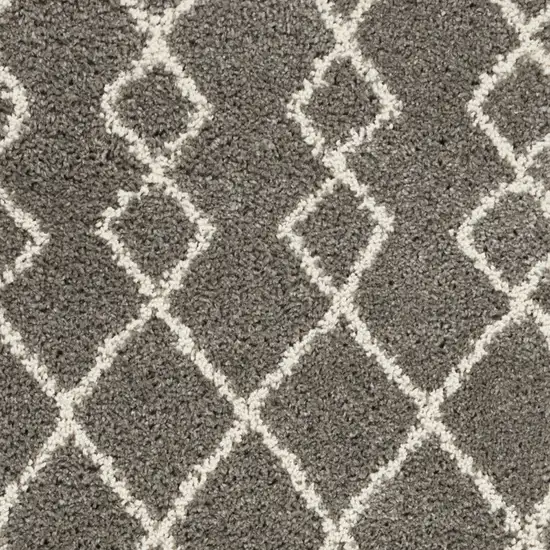 Silver and Ivory Geometric Shag Area Rug Photo 7