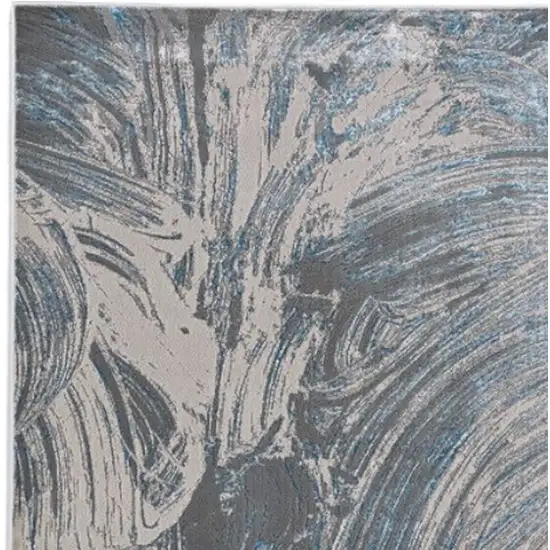 Blue And Silver Abstract Area Rug Photo 4