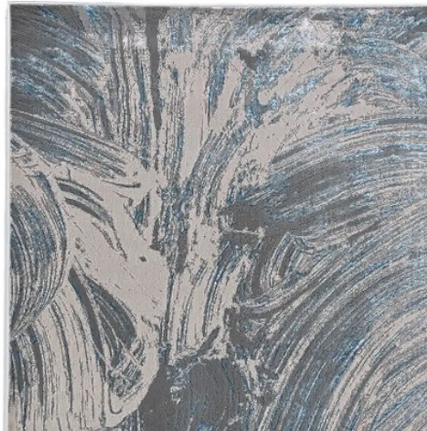 Blue And Silver Abstract Area Rug Photo 4