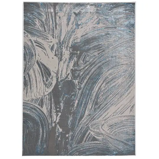 Blue And Silver Abstract Area Rug Photo 2