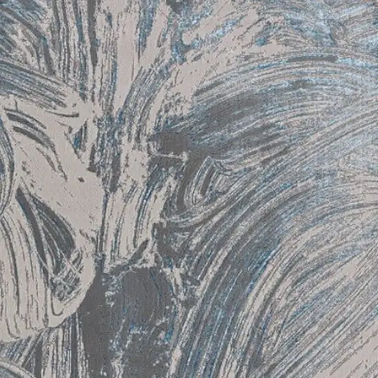 Blue And Silver Abstract Area Rug Photo 6