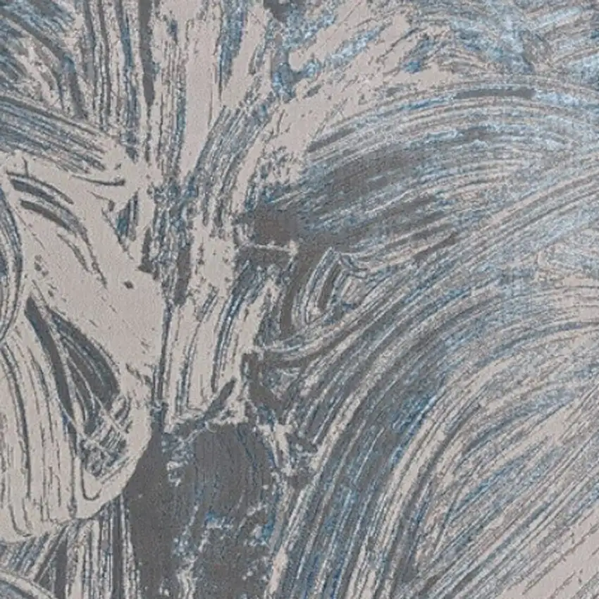 Blue And Silver Abstract Area Rug Photo 6