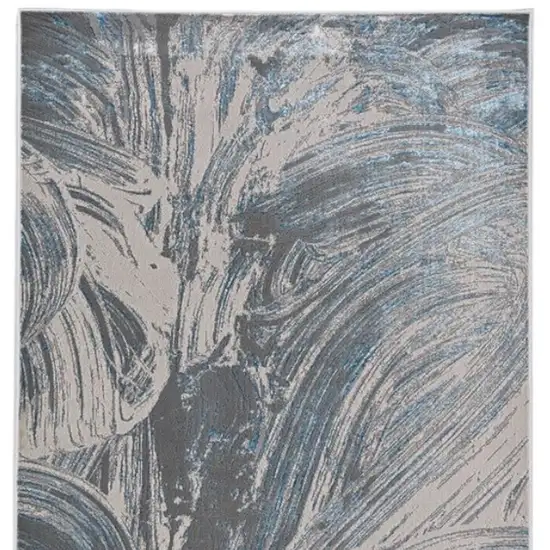 Blue And Silver Abstract Area Rug Photo 3