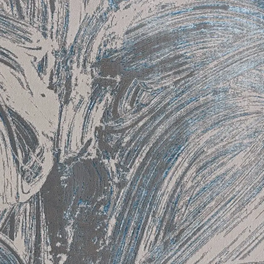 Silver Or Blue Abstract Brushstrokes Area Rug Photo 5