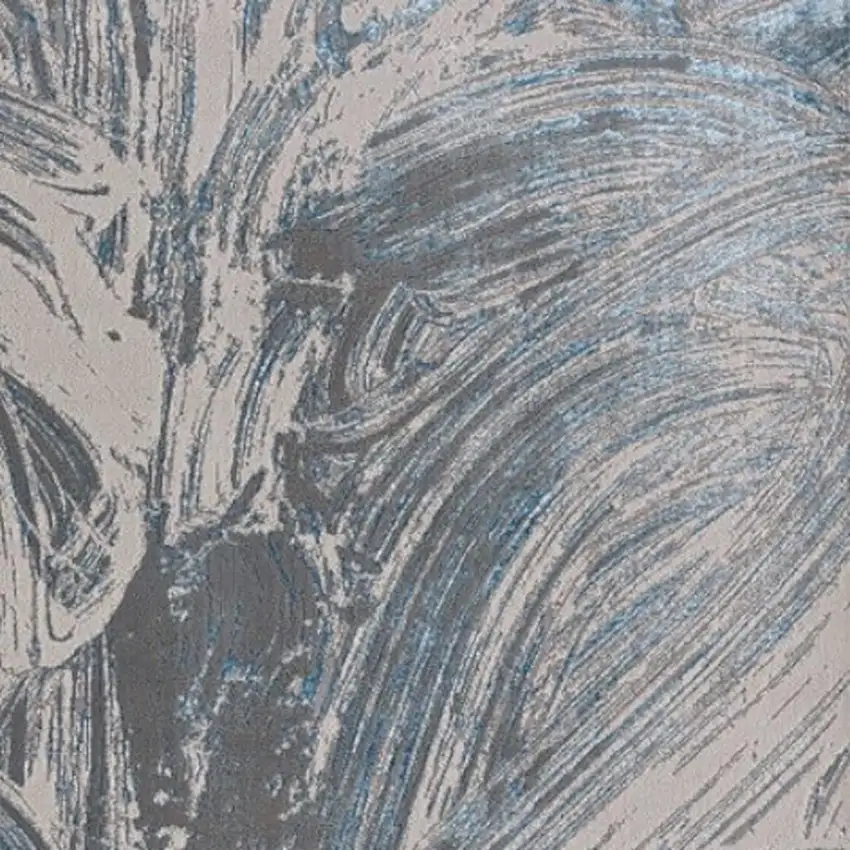 Blue And Silver Abstract Area Rug Photo 7