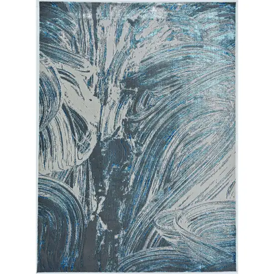 Silver And Blue Abstract Area Rug Photo 4