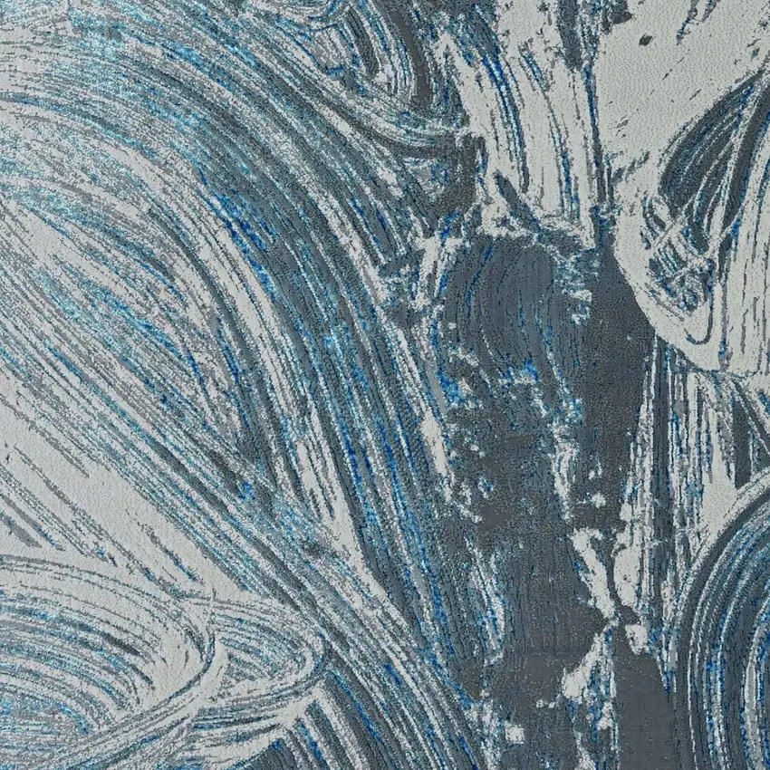 94 X 130 Silver Or  Blue Polypropylene Or Polyester Rug Photo 3