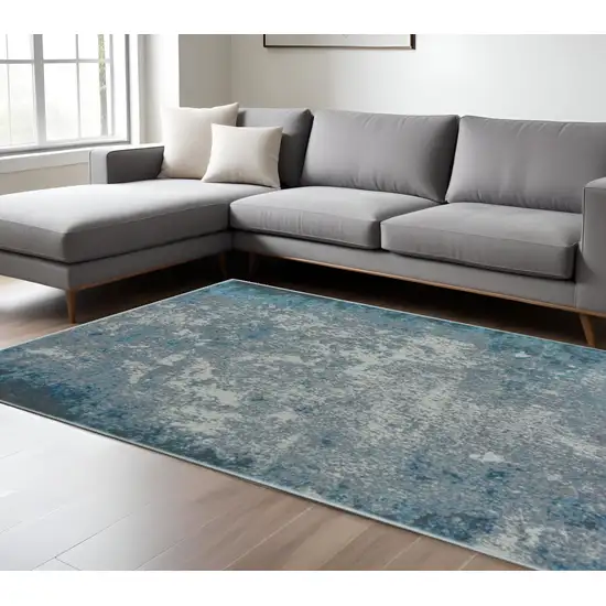 Blue And Silver Abstract Area Rug Photo 1