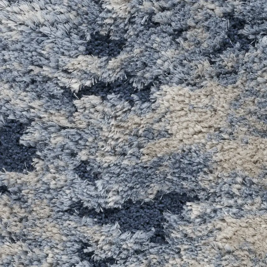 Sky Blue Abstract Shag Area Rug Photo 6