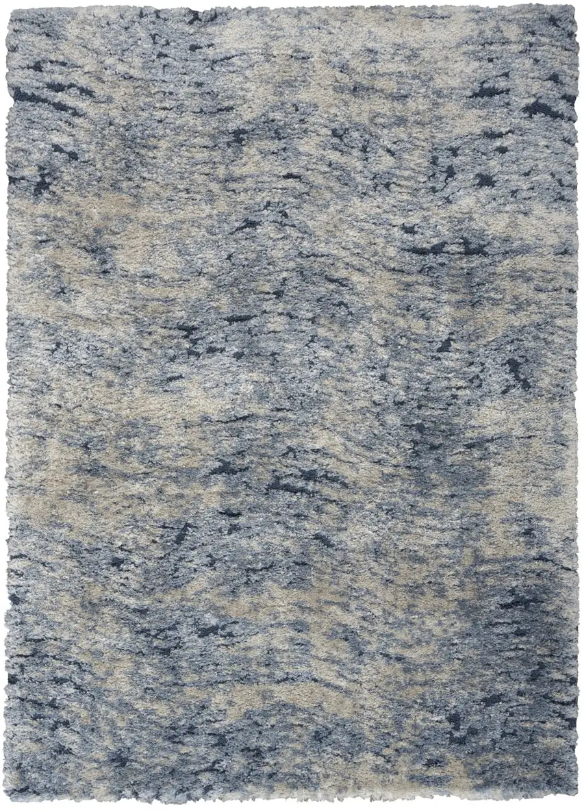Sky Blue Abstract Shag Area Rug Photo 1