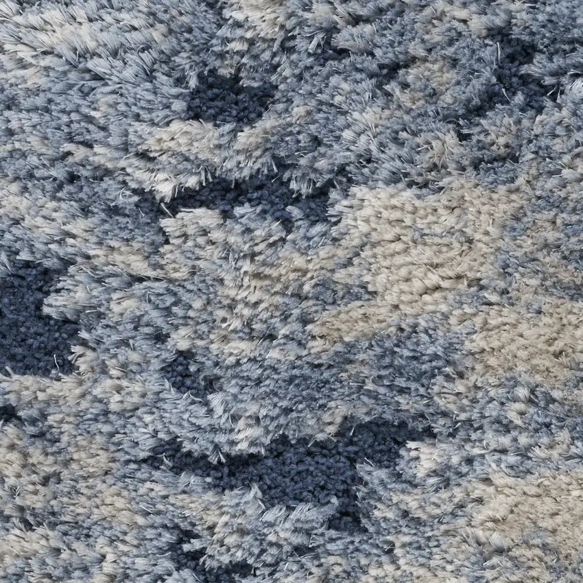 Sky Blue Abstract Shag Area Rug Photo 9