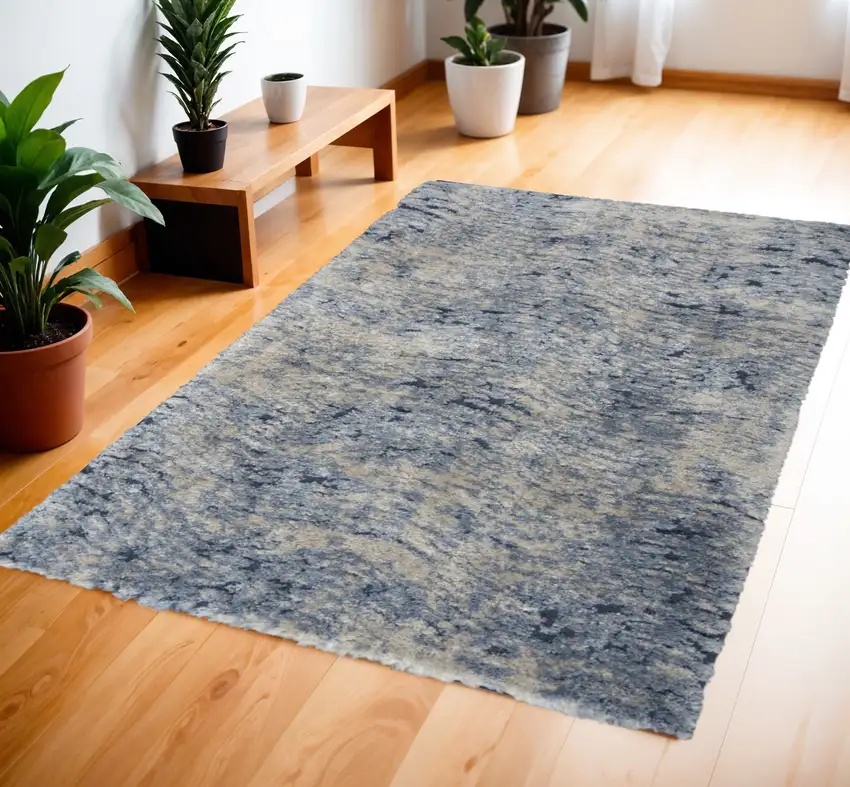 Sky Blue Abstract Shag Area Rug Photo 1