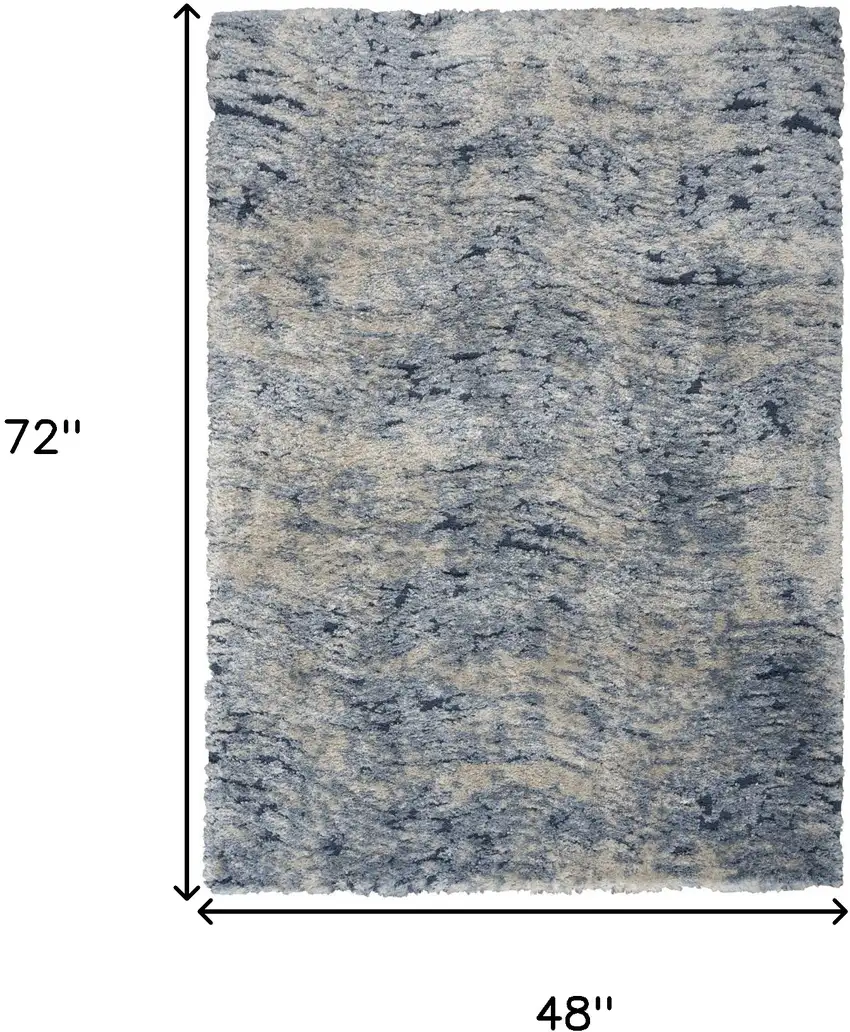 Sky Blue Abstract Shag Area Rug Photo 3