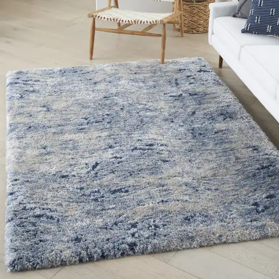 Sky Blue Abstract Shag Area Rug Photo 4
